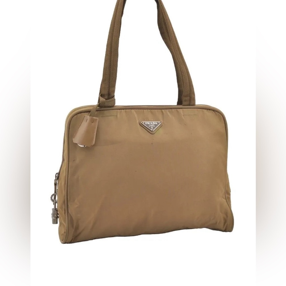PRADA Vintage Nylon Tessuto Leather Shoulder Hand Bag Brown - Picture 1 of 14